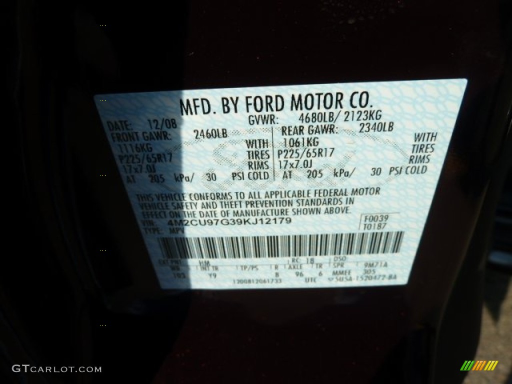 2009 Mariner Color Code HM for Black Cherry Ice Metallic Photo #57787403