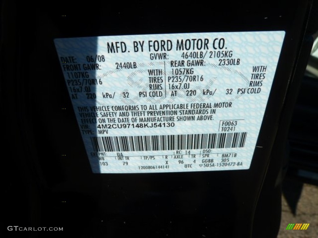 2008 Mariner V6 Premier 4WD - Black / Stone photo #19