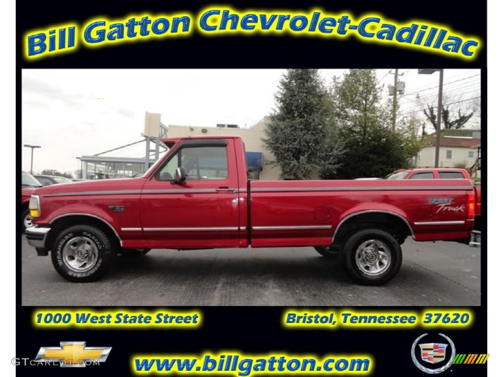 1995 F150 XLT Regular Cab - Electric Currant Red Pearl / Gray photo #1