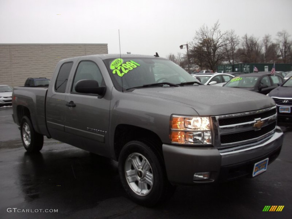 2008 Silverado 1500 Z71 Extended Cab 4x4 - Graystone Metallic / Ebony photo #15