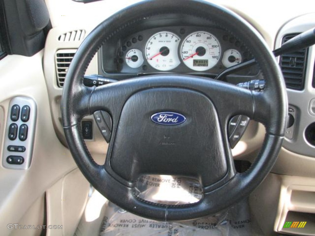 2003 Ford Escape XLT V6 4WD Medium Dark Pebble Steering Wheel Photo #57795452