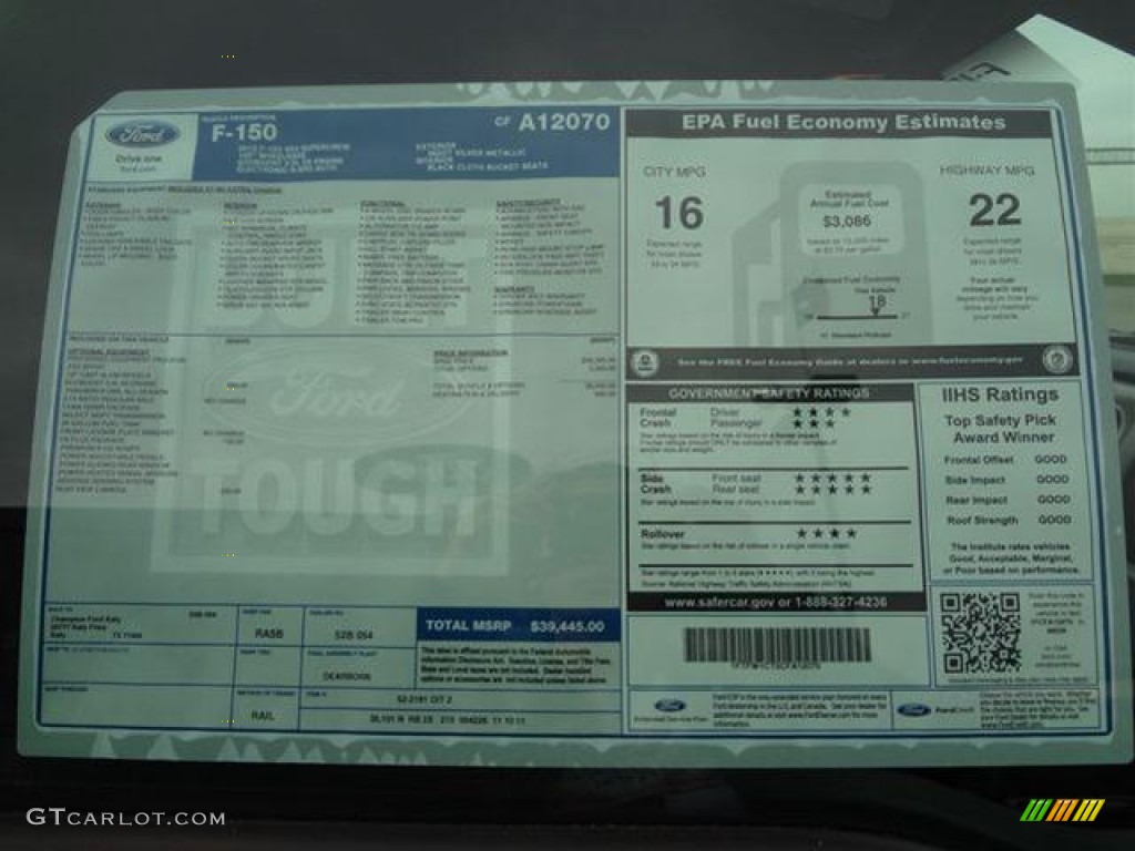 2012 Ford F150 FX2 SuperCrew Window Sticker Photo #57795509