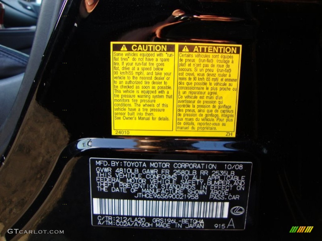 2009 GS Color Code 212 for Obsidian Black Photo #57795531