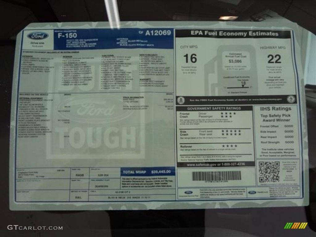 2012 Ford F150 FX2 SuperCrew Window Sticker Photo #57795733