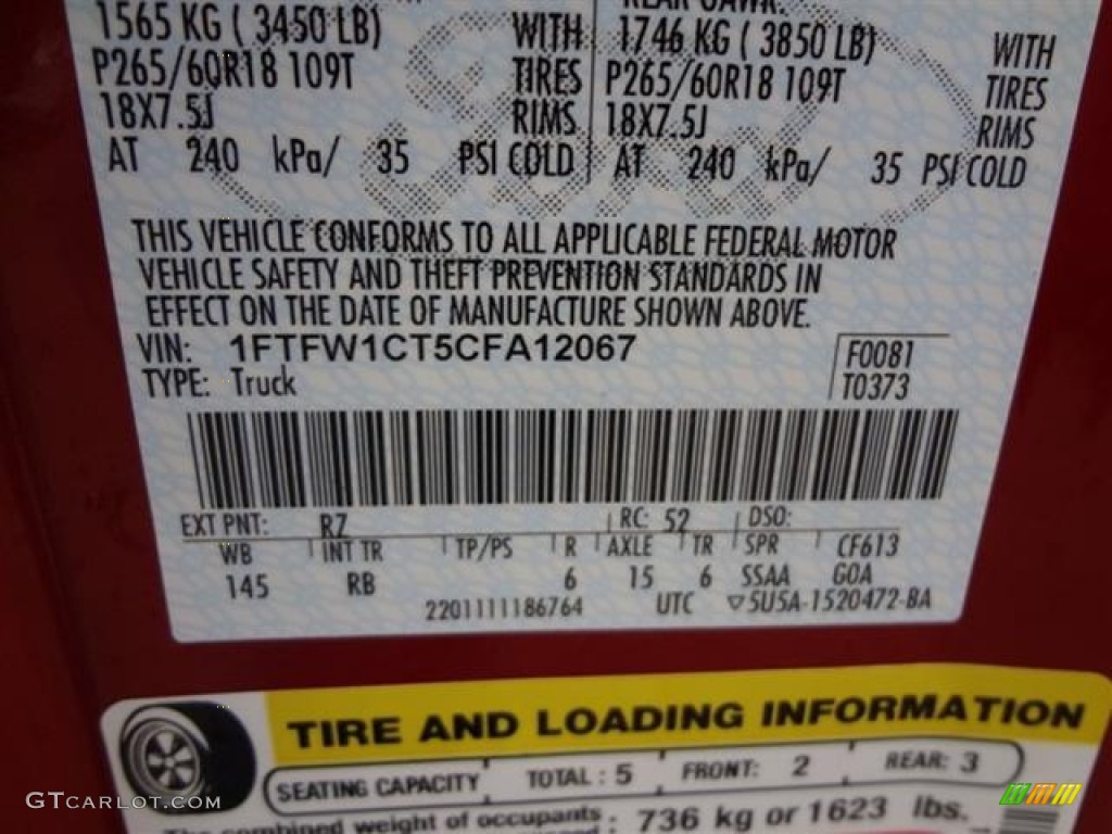 2012 F150 Color Code RZ for Red Candy Metallic Photo #57796166