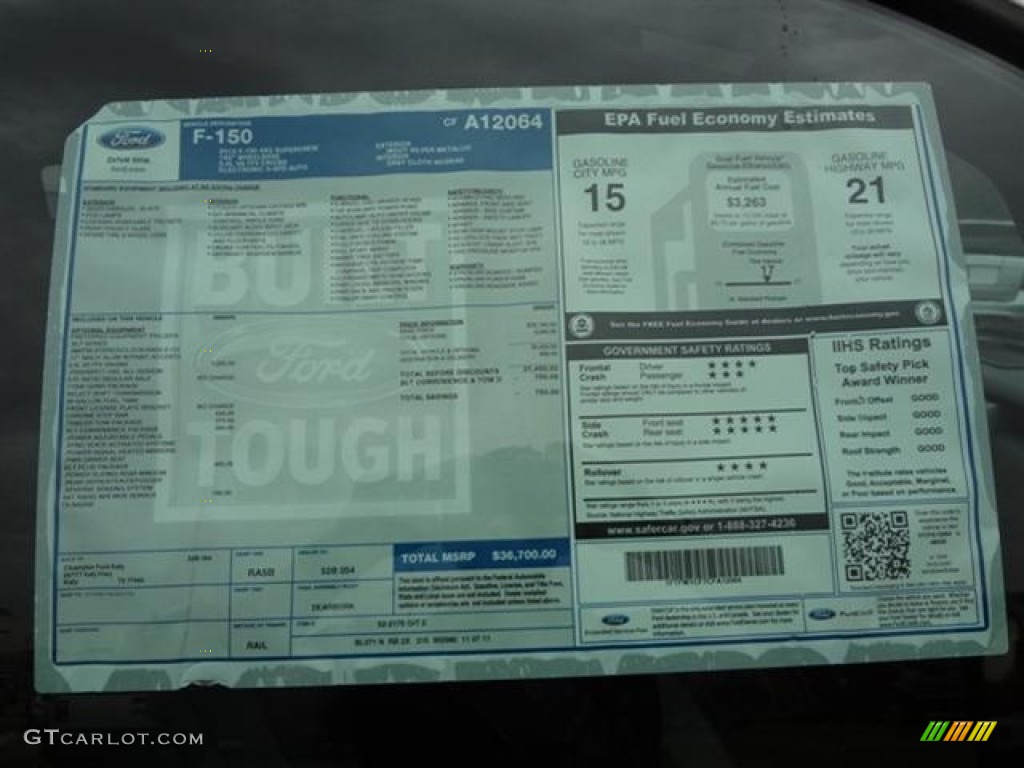2012 Ford F150 XLT SuperCrew Window Sticker Photo #57796532