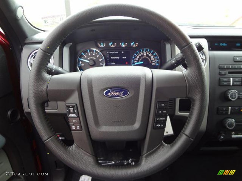 2012 Ford F150 XLT SuperCrew Steel Gray Steering Wheel Photo #57797726