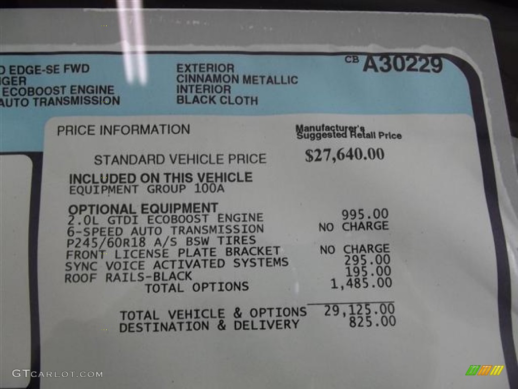 2012 Ford Edge SE EcoBoost Window Sticker Photo #57800210
