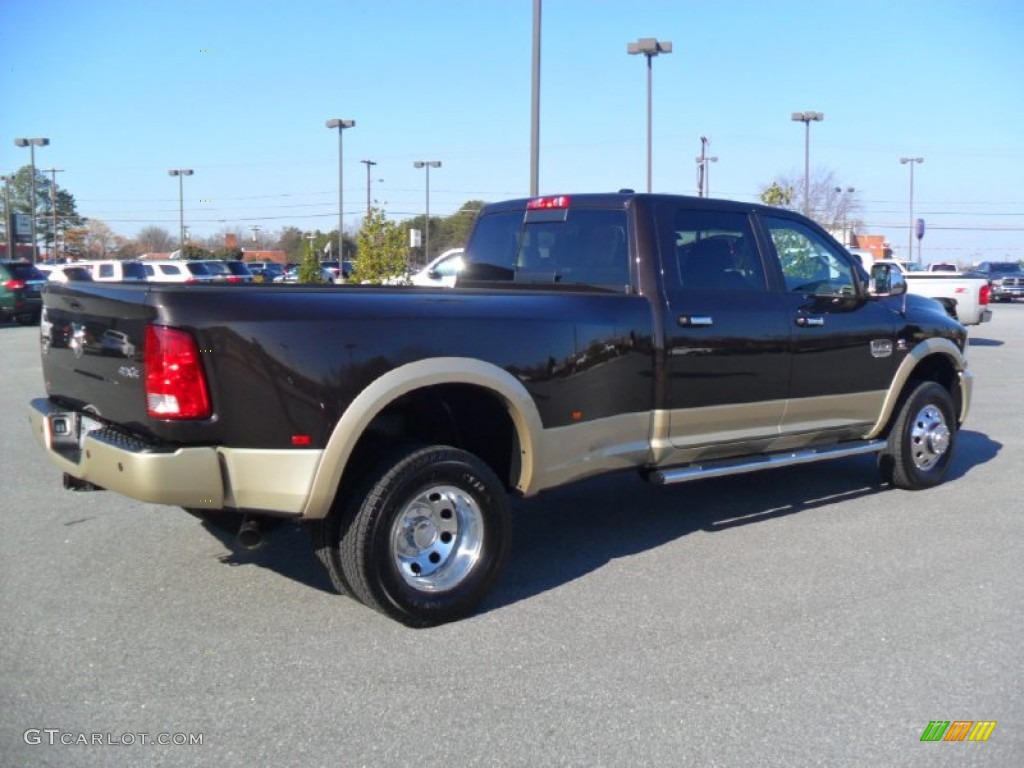 Rugged Brown Pearl 2011 Dodge Ram 3500 HD Laramie Longhorn Crew Cab 4x4 Dually Exterior Photo #57803345
