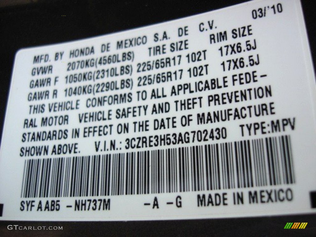 2010 CR-V Color Code NH737M for Polished Metal Metallic Photo #57805041