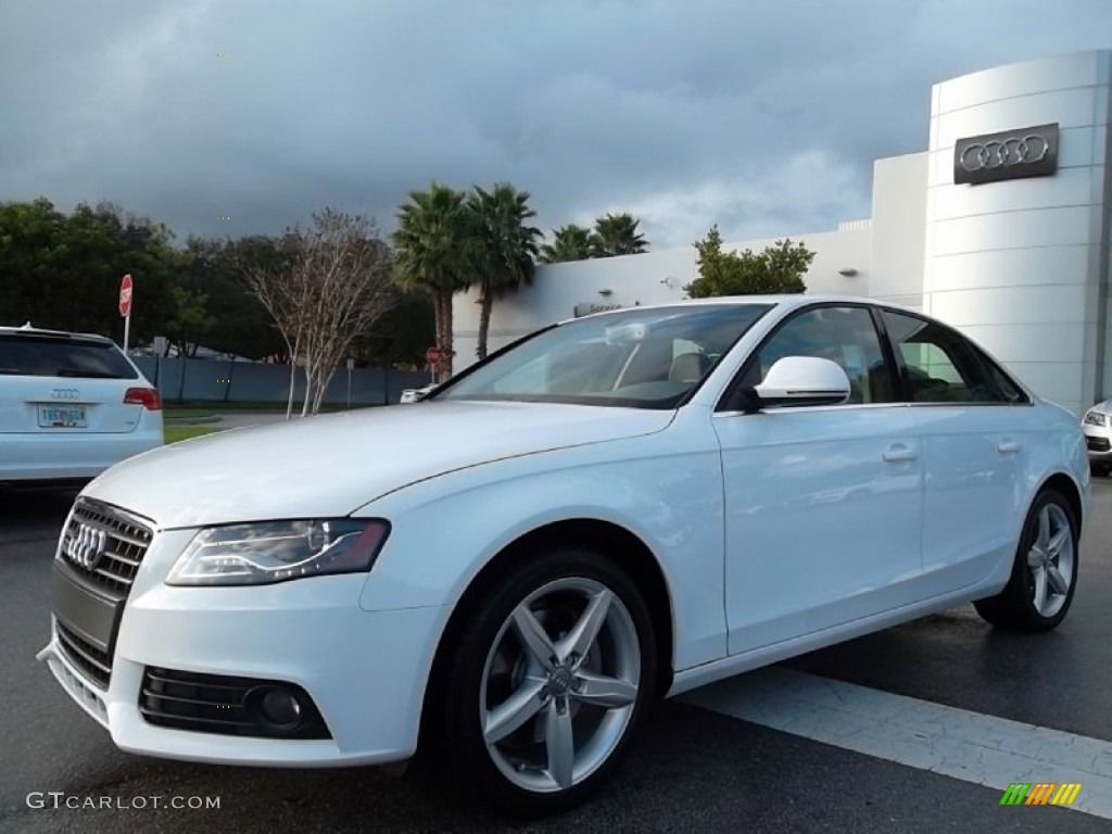 2009 A4 2.0T quattro Sedan - Ibis White / Cardamom Beige photo #1