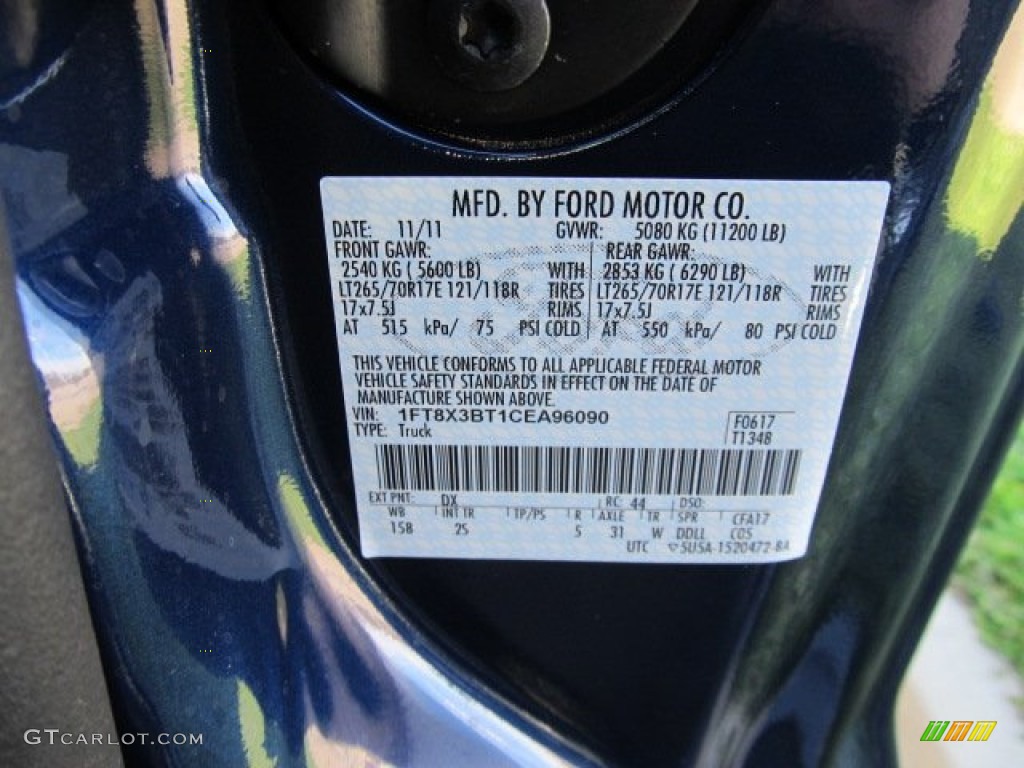 2012 F350 Super Duty Color Code DX for Dark Blue Pearl Metallic Photo #57811724