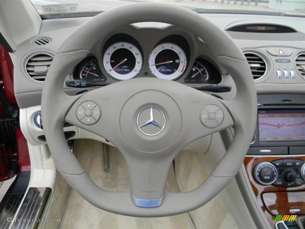 2011 Mercedes-Benz SL 550 Roadster Natural Beige Steering Wheel Photo #57813770
