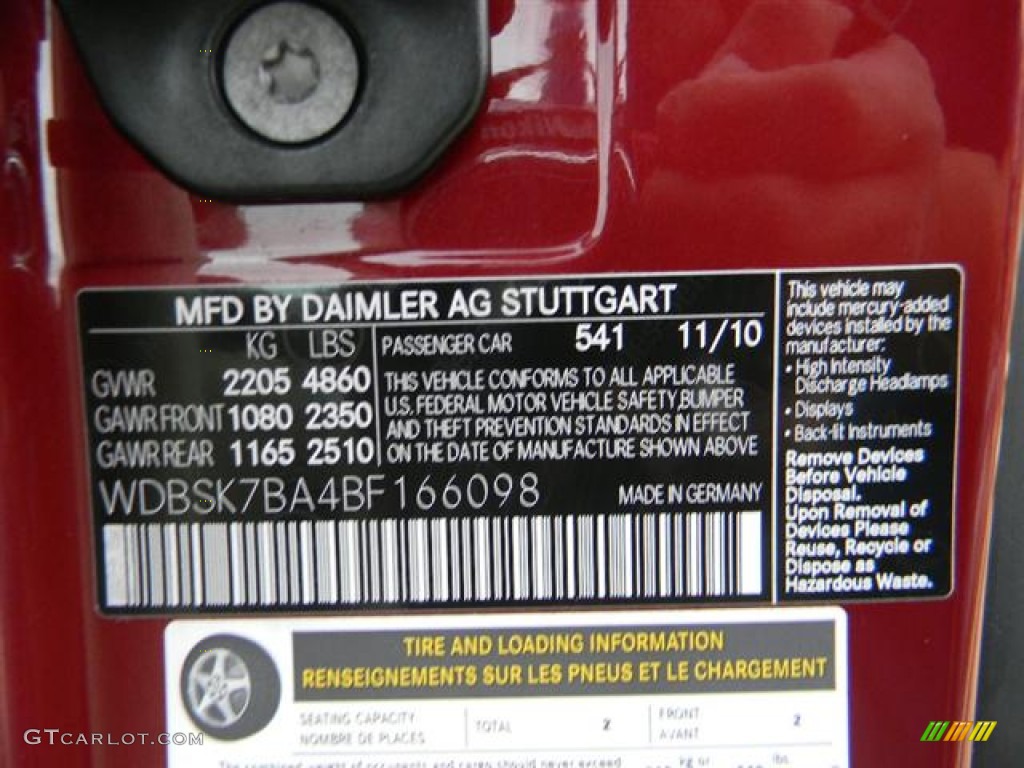 2011 SL Color Code 541 for Storm Red Metallic Photo #57813820