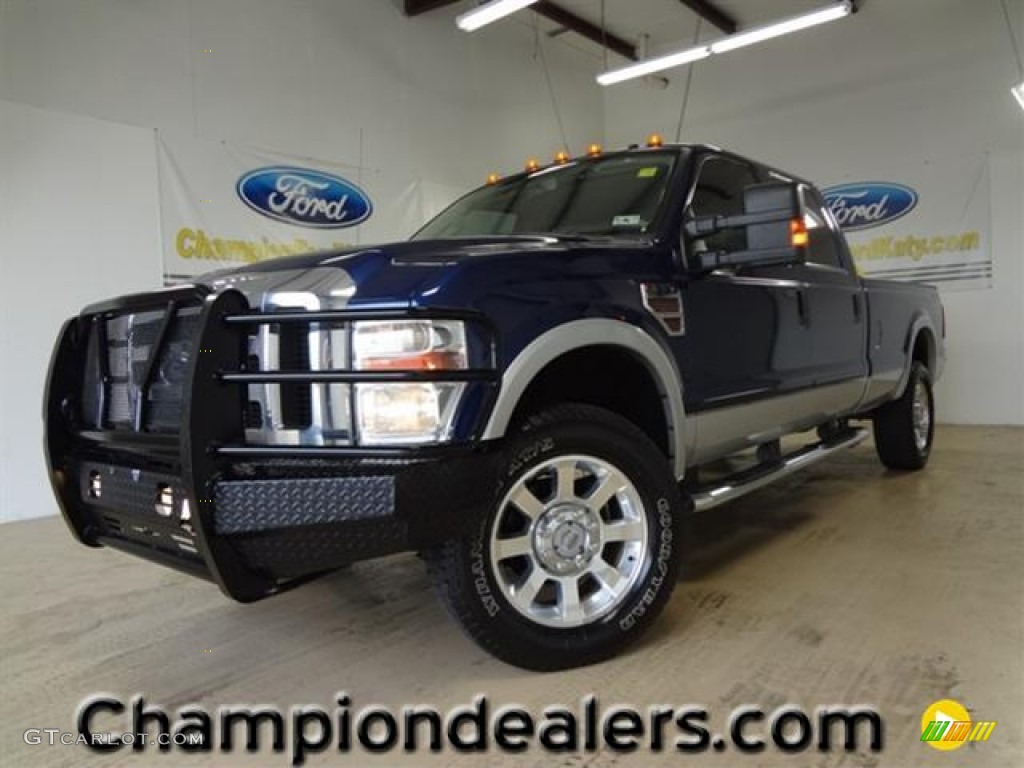 2008 F350 Super Duty Lariat Crew Cab 4x4 - Dark Blue Pearl Metallic / Camel photo #1