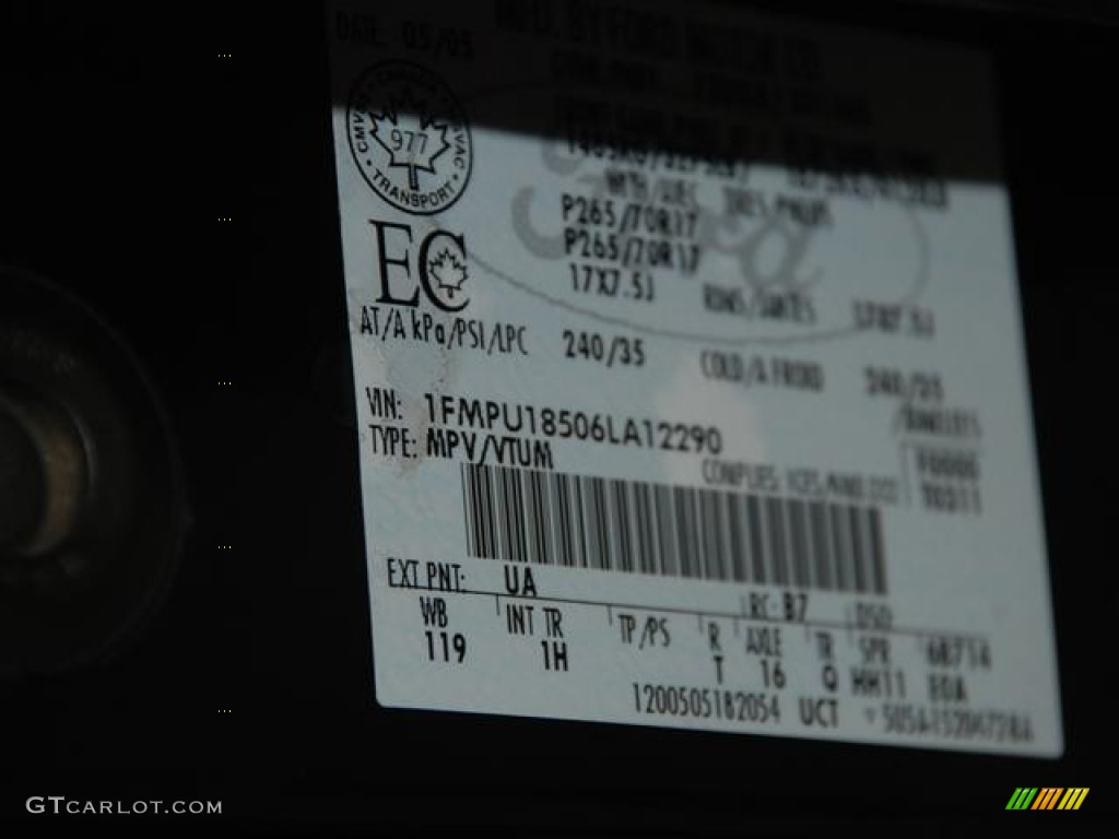 2006 Expedition Color Code UA for Black Photo #57815894
