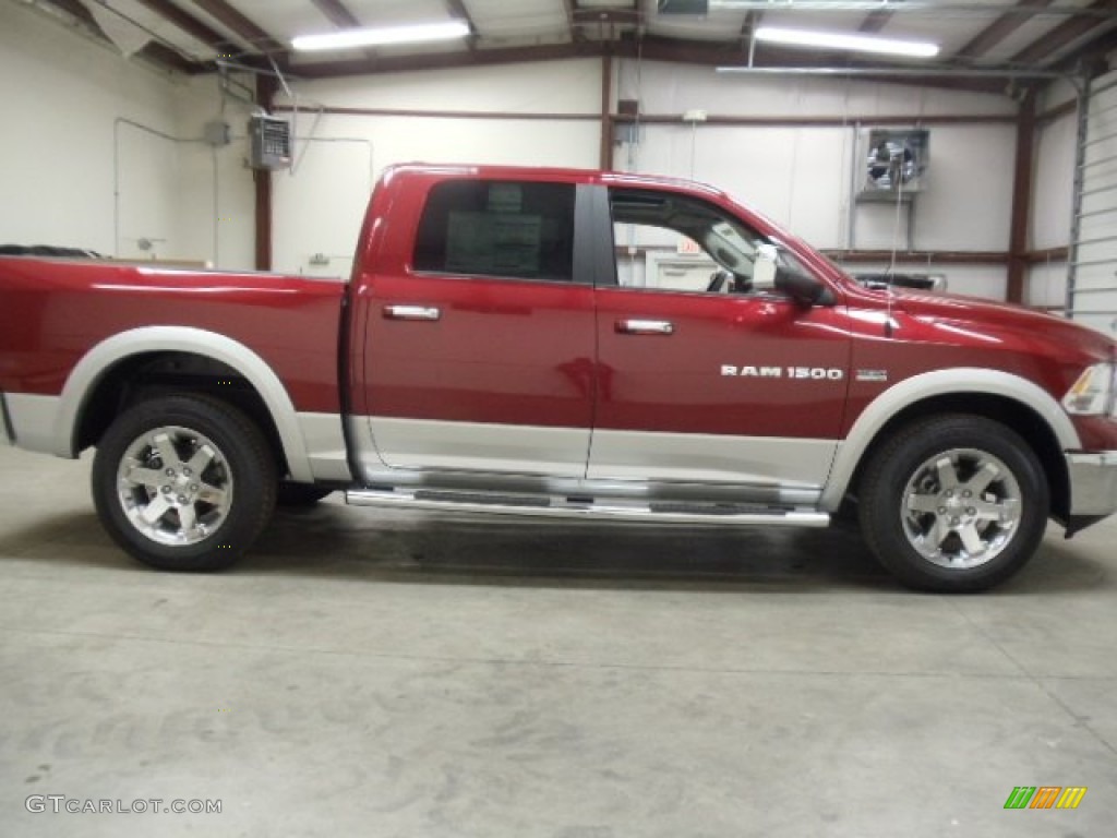 2012 Ram 1500 Laramie Crew Cab 4x4 - Deep Cherry Red Crystal Pearl / Light Pebble Beige/Bark Brown photo #6