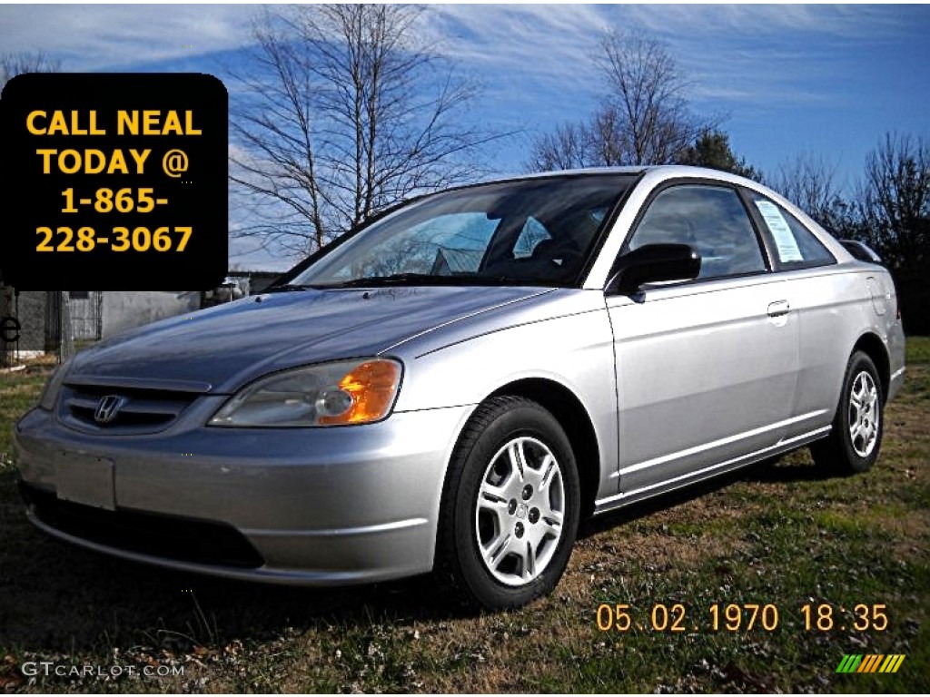 2002 Civic LX Coupe - Satin Silver Metallic / Gray photo #1