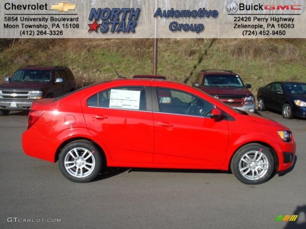 2012 Sonic LT Sedan - Victory Red / Jet Black/Dark Titanium photo #1