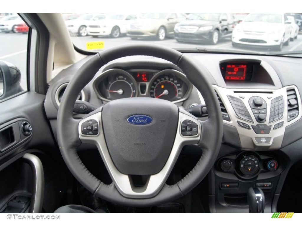 2012 Ford Fiesta SES Hatchback Charcoal Black Steering Wheel Photo #57836714
