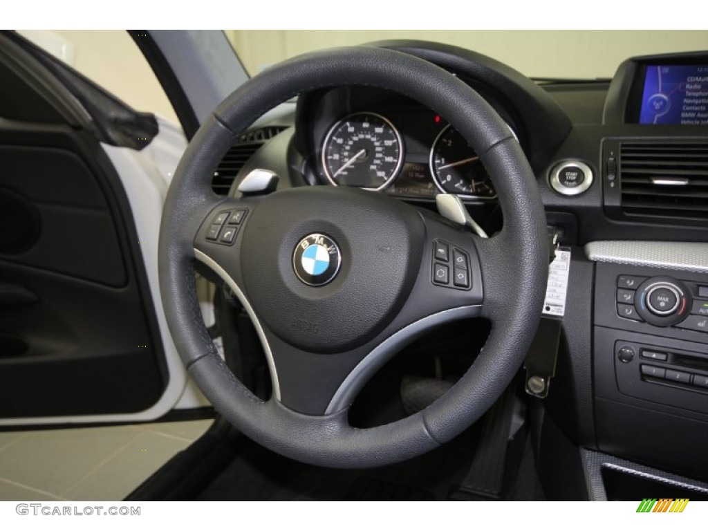 2010 BMW 1 Series 128i Coupe Black Steering Wheel Photo #57837527