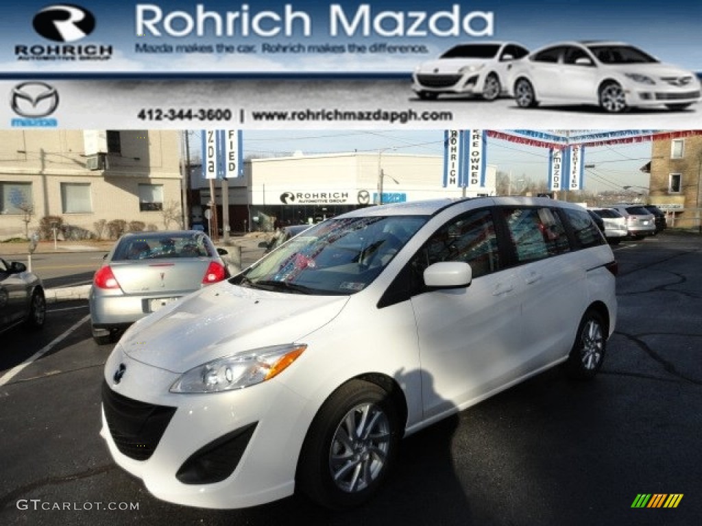 2012 MAZDA5 Sport - Crystal White Pearl Mica / Sand photo #1