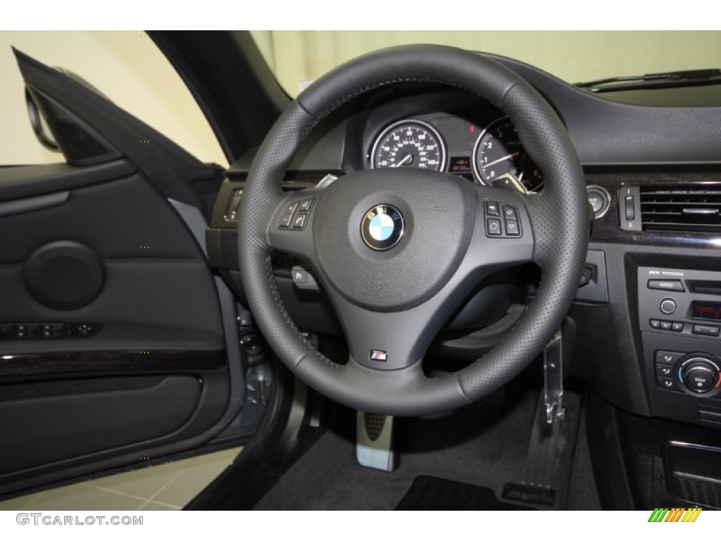 2012 BMW 3 Series 328i Convertible Black Steering Wheel Photo #57847685