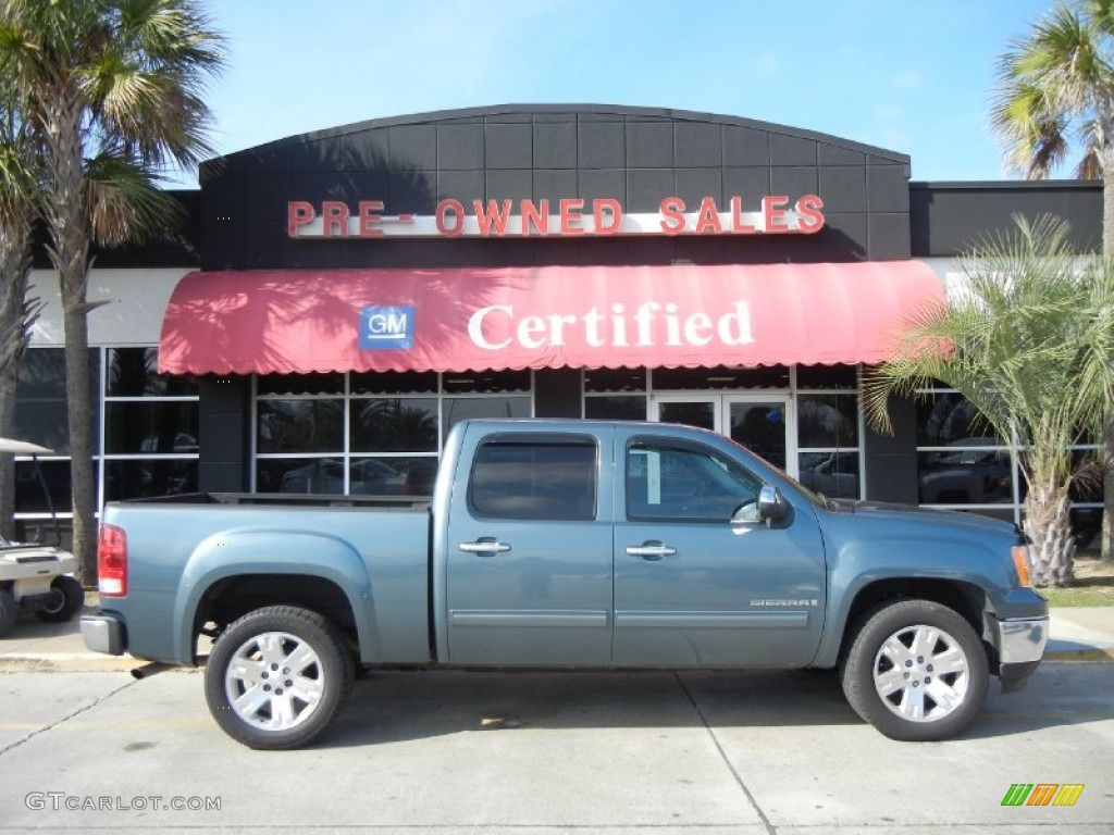 2008 Sierra 1500 SLE Crew Cab - Stealth Gray Metallic / Light Titanium photo #1