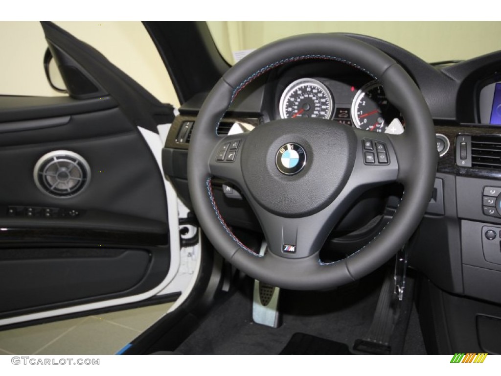 2012 BMW M3 Convertible Black Steering Wheel Photo #57848315