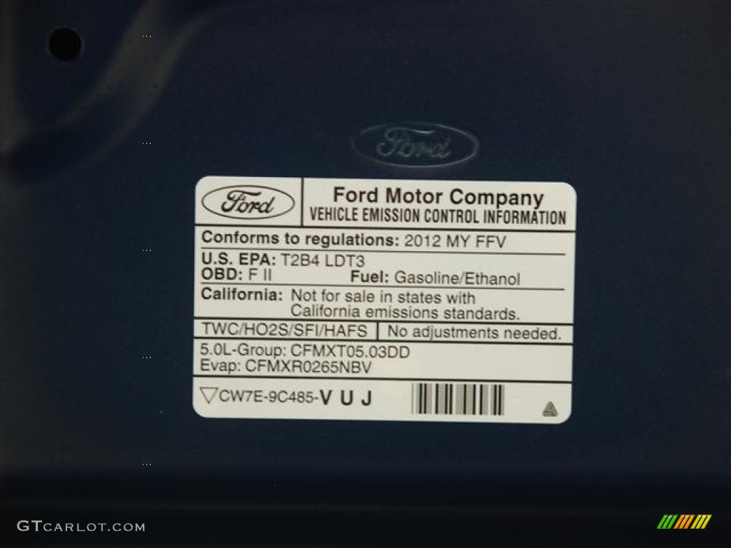 2012 Ford F150 XLT SuperCrew Info Tag Photo #57854006