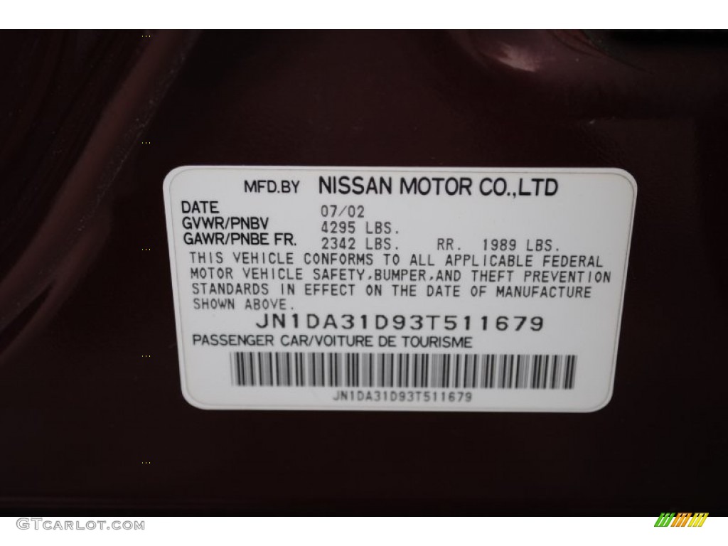 2003 Maxima SE - Merlot Red / Black photo #12