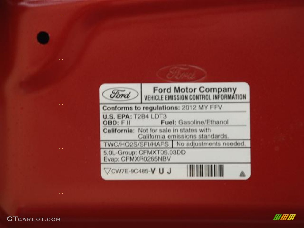 2012 Ford F150 XLT SuperCrew Info Tag Photo #57854330