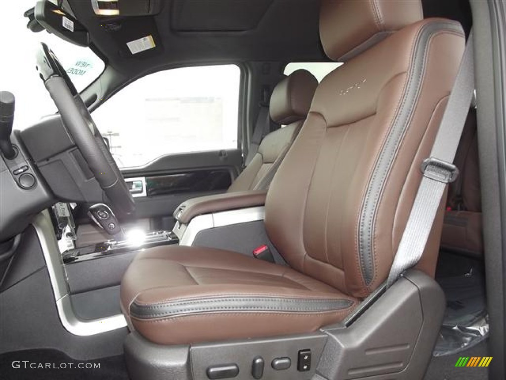 Platinum Sienna Brown/Black Leather Interior 2012 Ford F150 Platinum SuperCrew 4x4 Photo #57855914