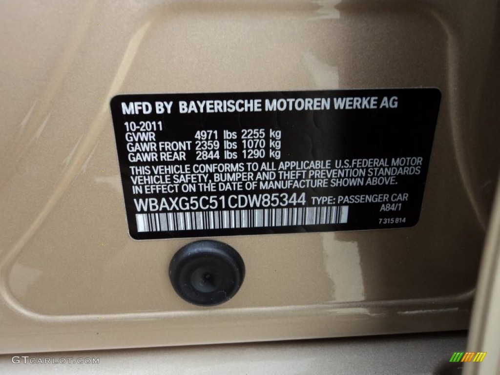 2012 BMW 5 Series 528i Sedan Info Tag Photo #57856997