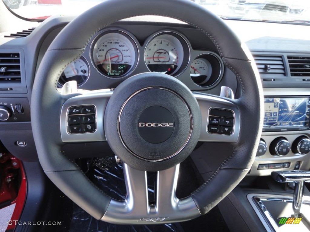 2012 Dodge Challenger SRT8 392 Dark Slate Gray Steering Wheel Photo #57857084