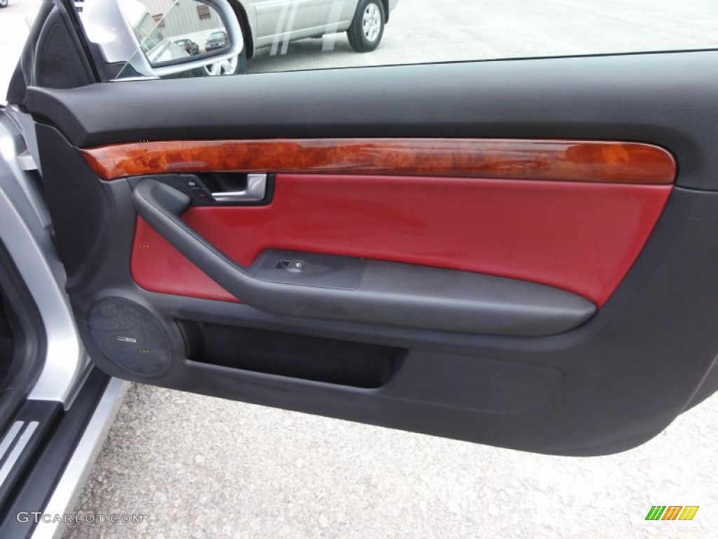 2005 Audi A4 3.0 quattro Cabriolet Red Door Panel Photo #57859535