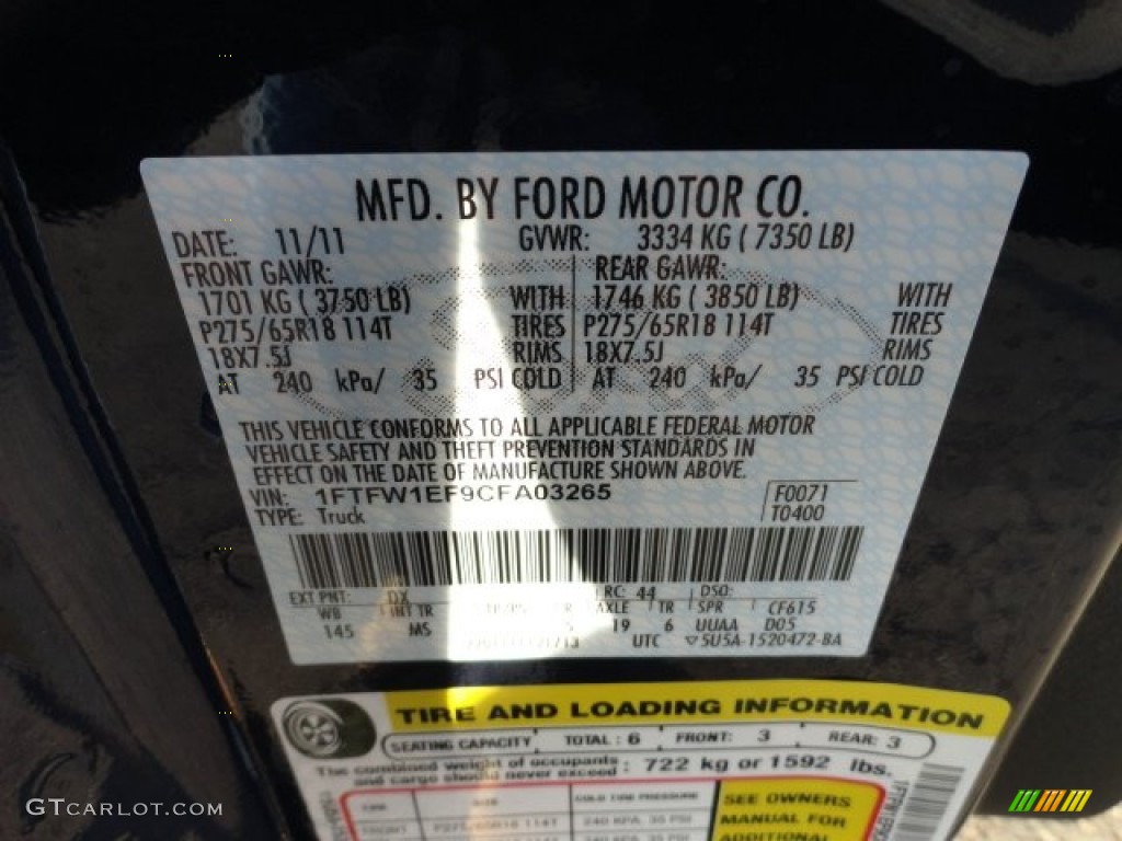 2012 F150 Color Code DX for Dark Blue Pearl Metallic Photo #57866573