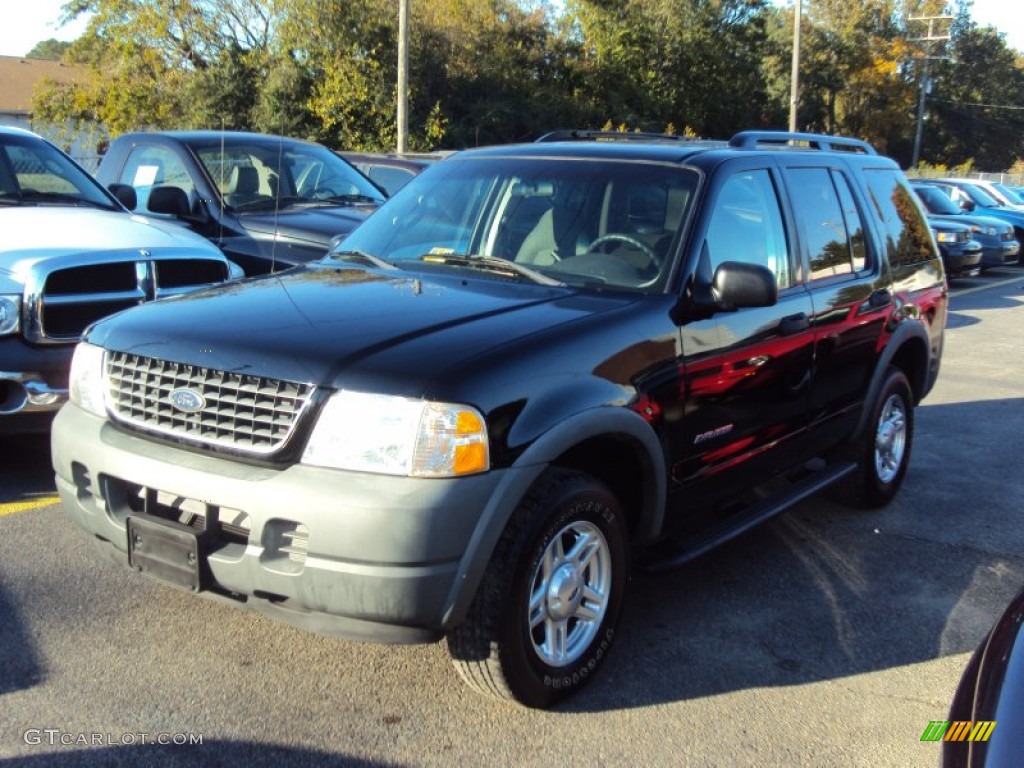 2002 Explorer XLS 4x4 - Black Clearcoat / Medium Parchment photo #1