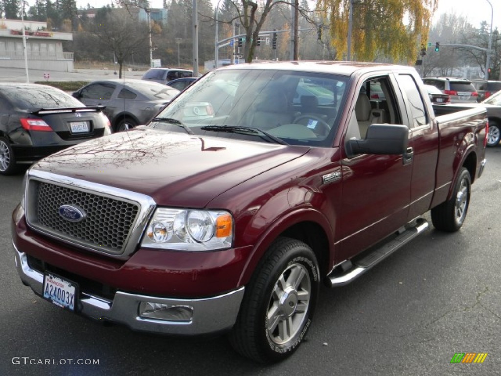 2005 F150 XLT SuperCab - Dark Toreador Red Metallic / Tan photo #1