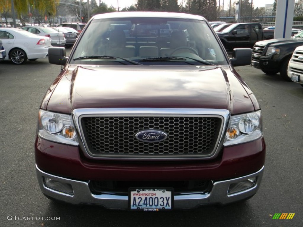 2005 F150 XLT SuperCab - Dark Toreador Red Metallic / Tan photo #3