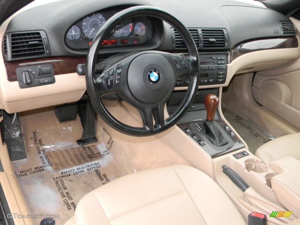 2002 BMW 3 Series 325i Convertible Beige Dashboard Photo #57882078