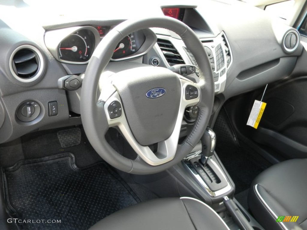 2012 Ford Fiesta SES Hatchback Charcoal Black Steering Wheel Photo #57883711