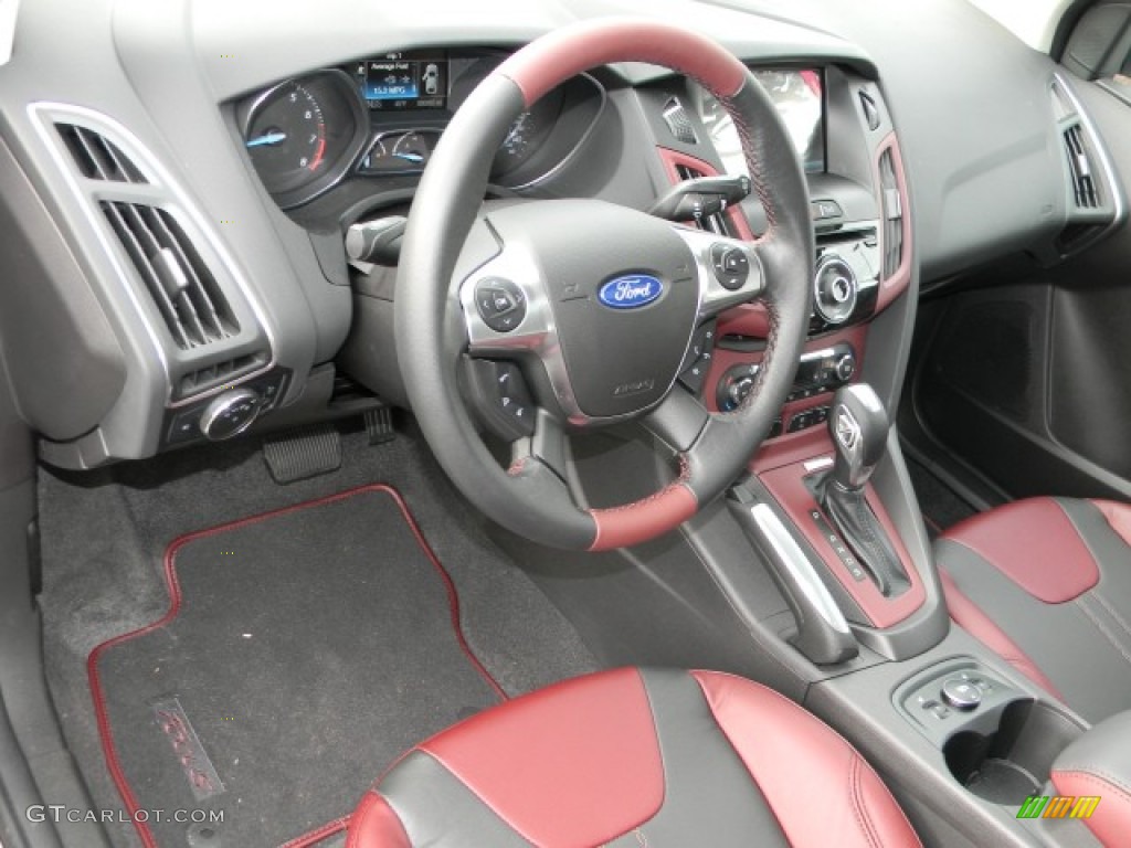 2012 Ford Focus Titanium 5-Door Tuscany Red Leather Dashboard Photo #57884938