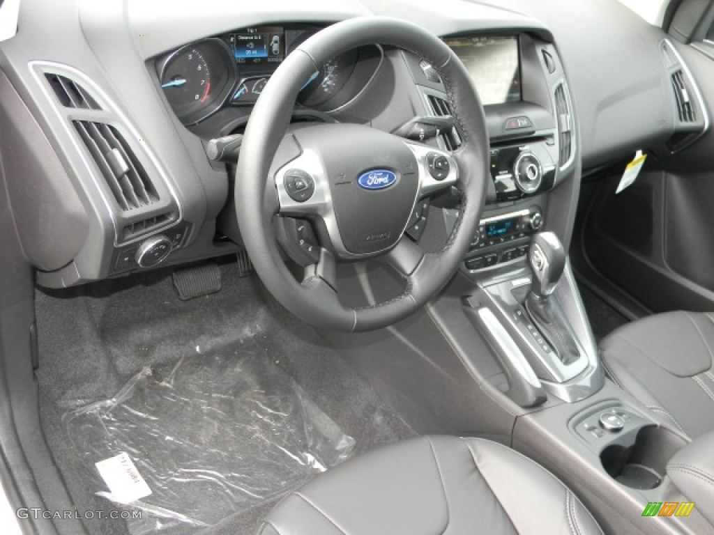 2012 Ford Focus Titanium Sedan Charcoal Black Leather Dashboard Photo #57885178