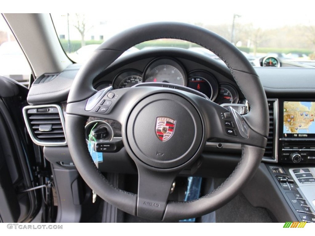 2012 Porsche Panamera S Black Steering Wheel Photo #57891133