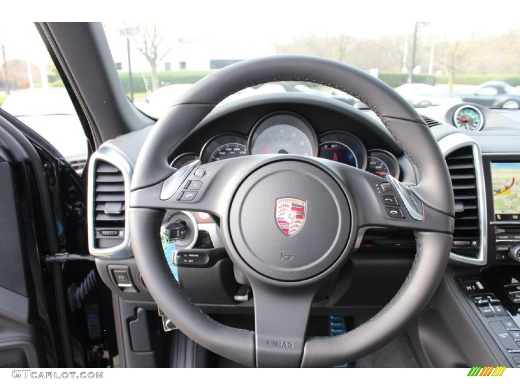 2012 Porsche Cayenne S Hybrid Black Steering Wheel Photo #57891721