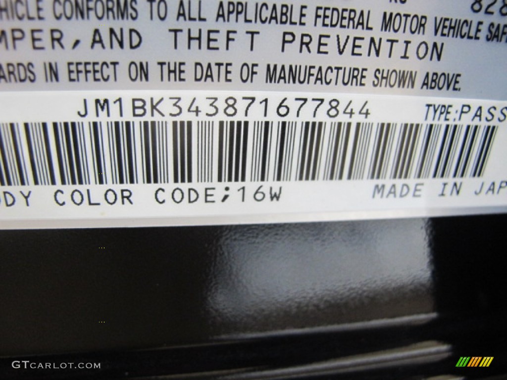 2007 Mazda MAZDA3 s Touring Hatchback Color Code Photos