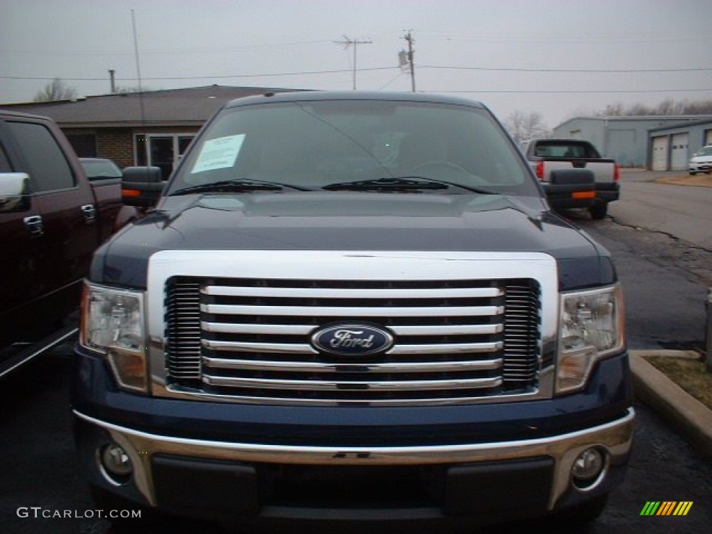 2010 F150 XLT SuperCrew - Dark Blue Pearl Metallic / Medium Stone photo #2