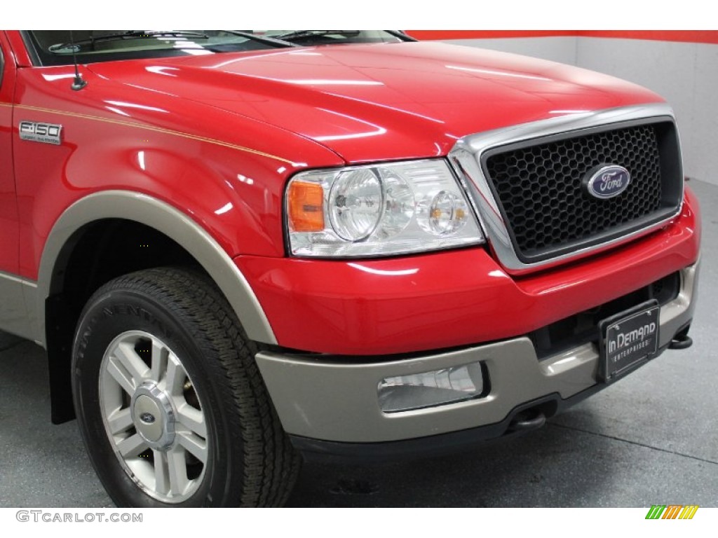 2004 F150 Lariat SuperCrew 4x4 - Bright Red / Tan photo #5