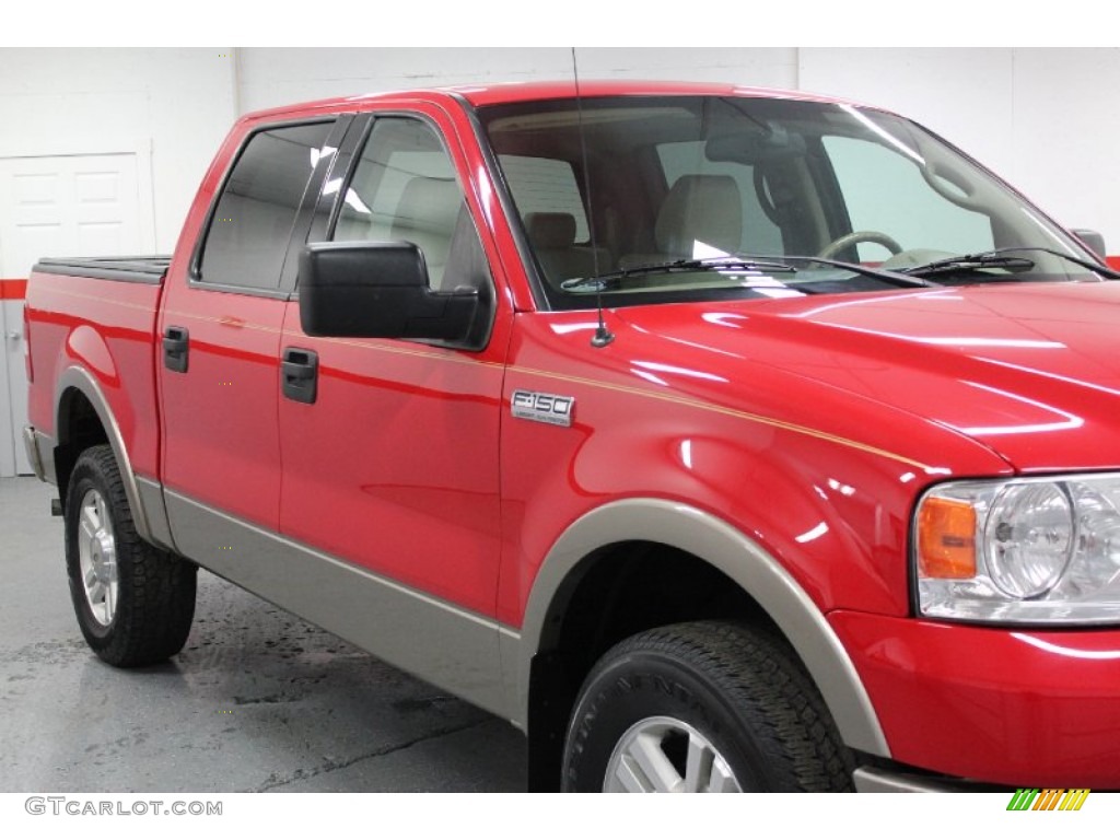 2004 F150 Lariat SuperCrew 4x4 - Bright Red / Tan photo #6